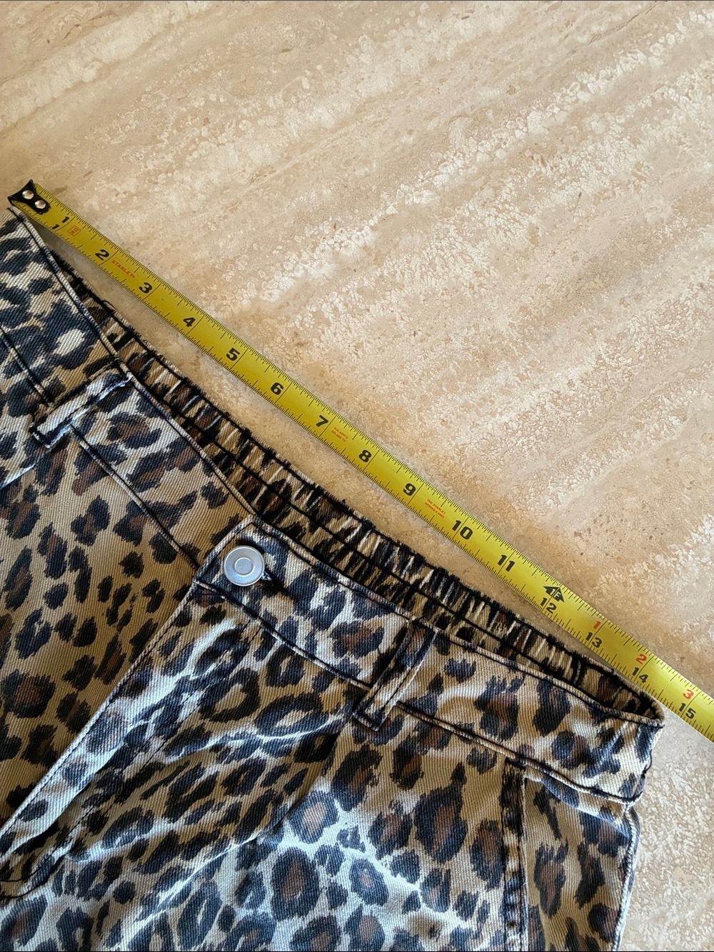 House of Harlow Leopard Jeans women's M tan/black, wide leg Hi-Waist Pleats EUC - Picture 12 of 17
